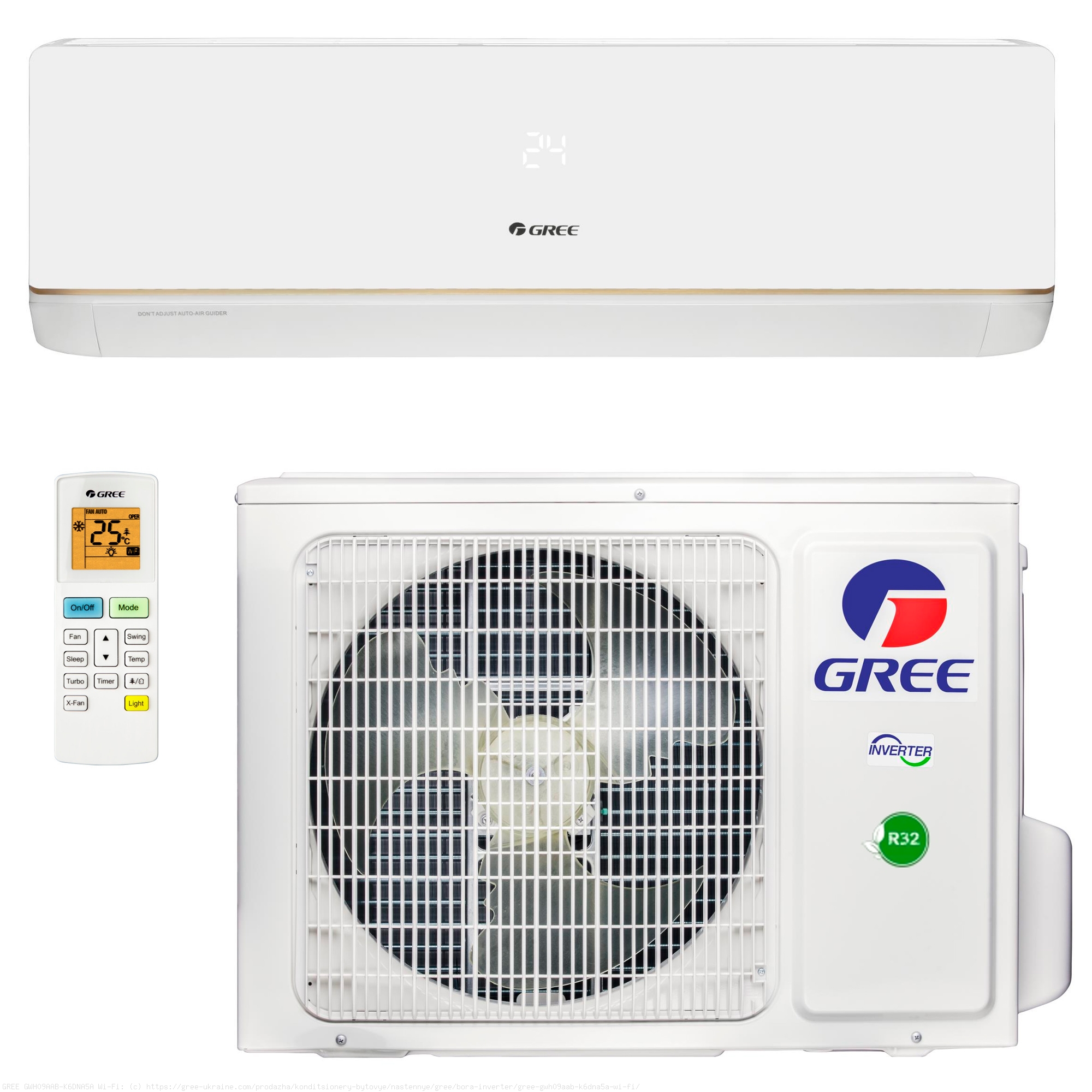 Кондиционер Gree GWH09AAB-K6DNA5A-Wi-fi серия Bora inverter